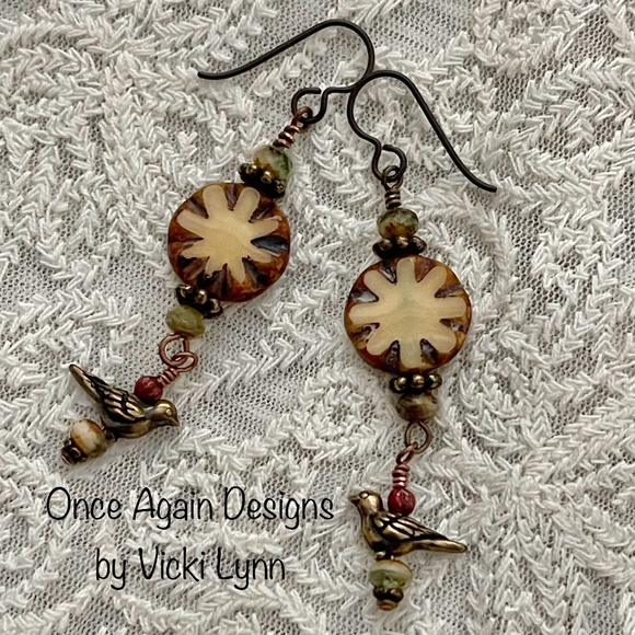 Hand Crafted Jewelry - ARTISAN Earrings - “Doves Over the Mojave” Dangle Earrings